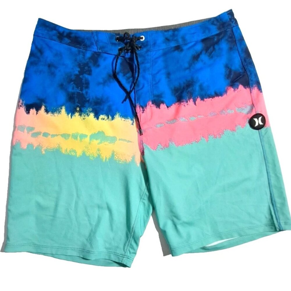 Hurley Phantom Surfing Board Shorts Swim Trunks Men Multicolor Sz 34 Unlined EUC